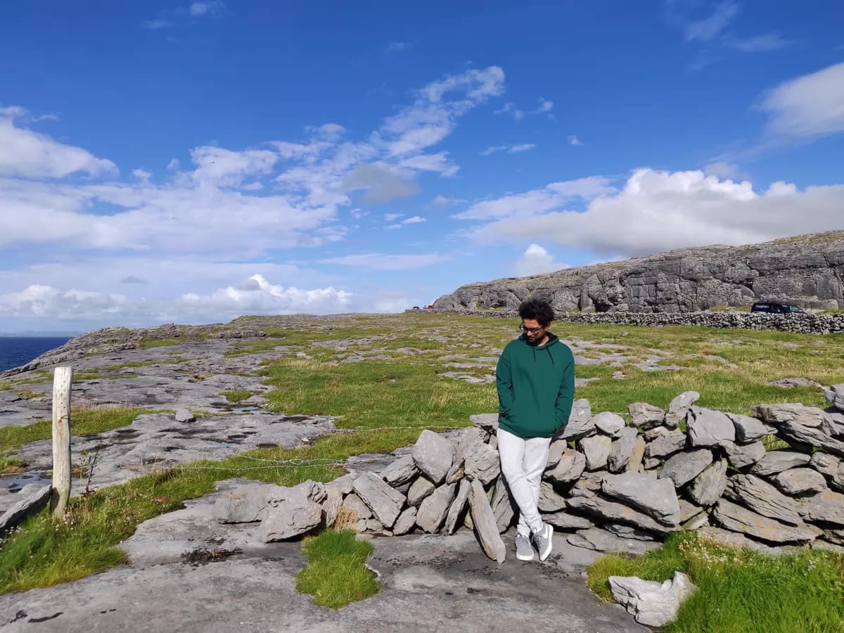 Khalid on a stone wall in the west of Ireland