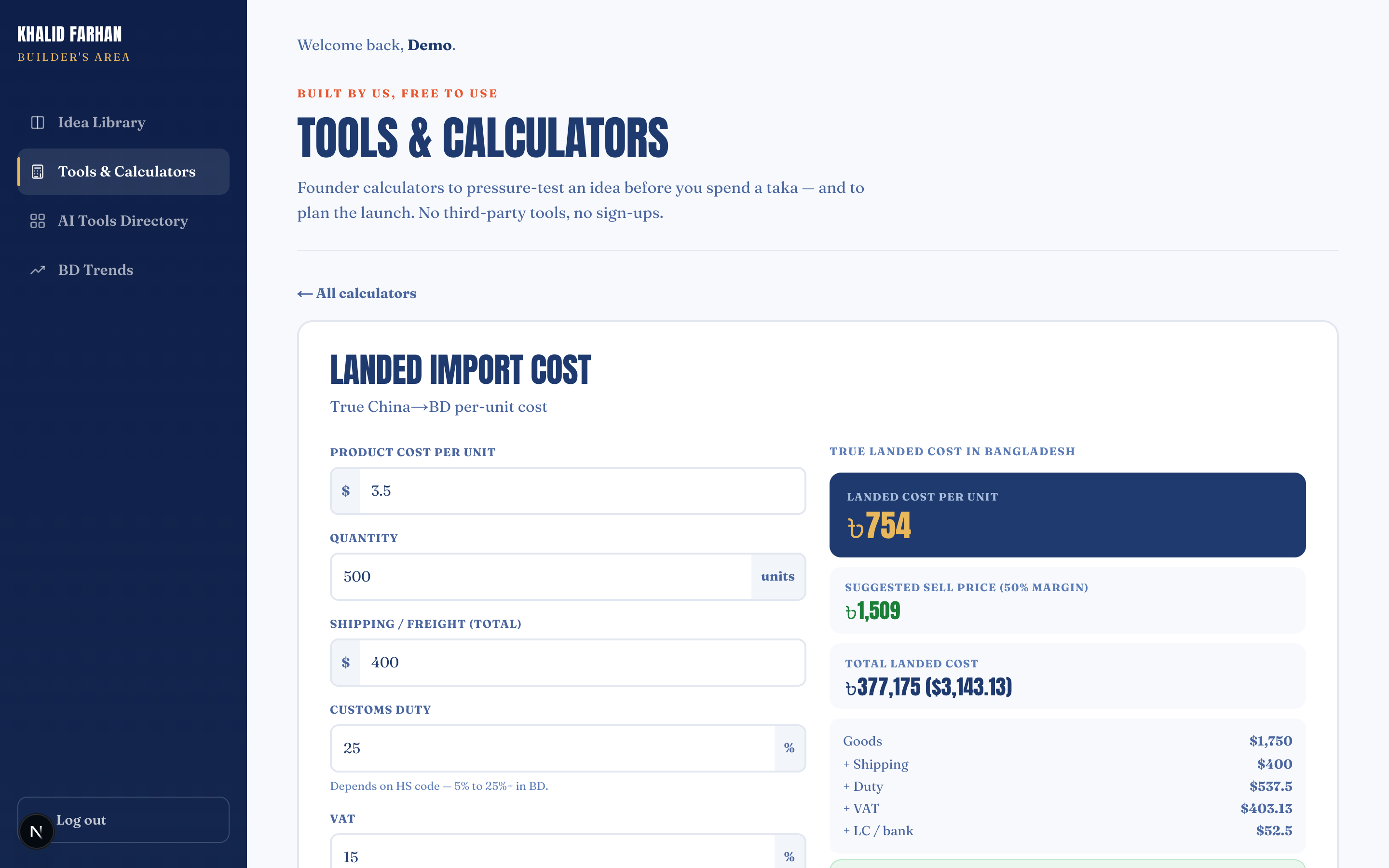 Founder calculators built in — pressure-test the numbers before you commit.
